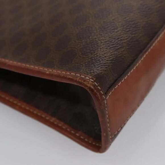 CELINE Macadam Canvas Clutch Bag PVC Leather Brown Auth 115097 - Picture 3 of 14